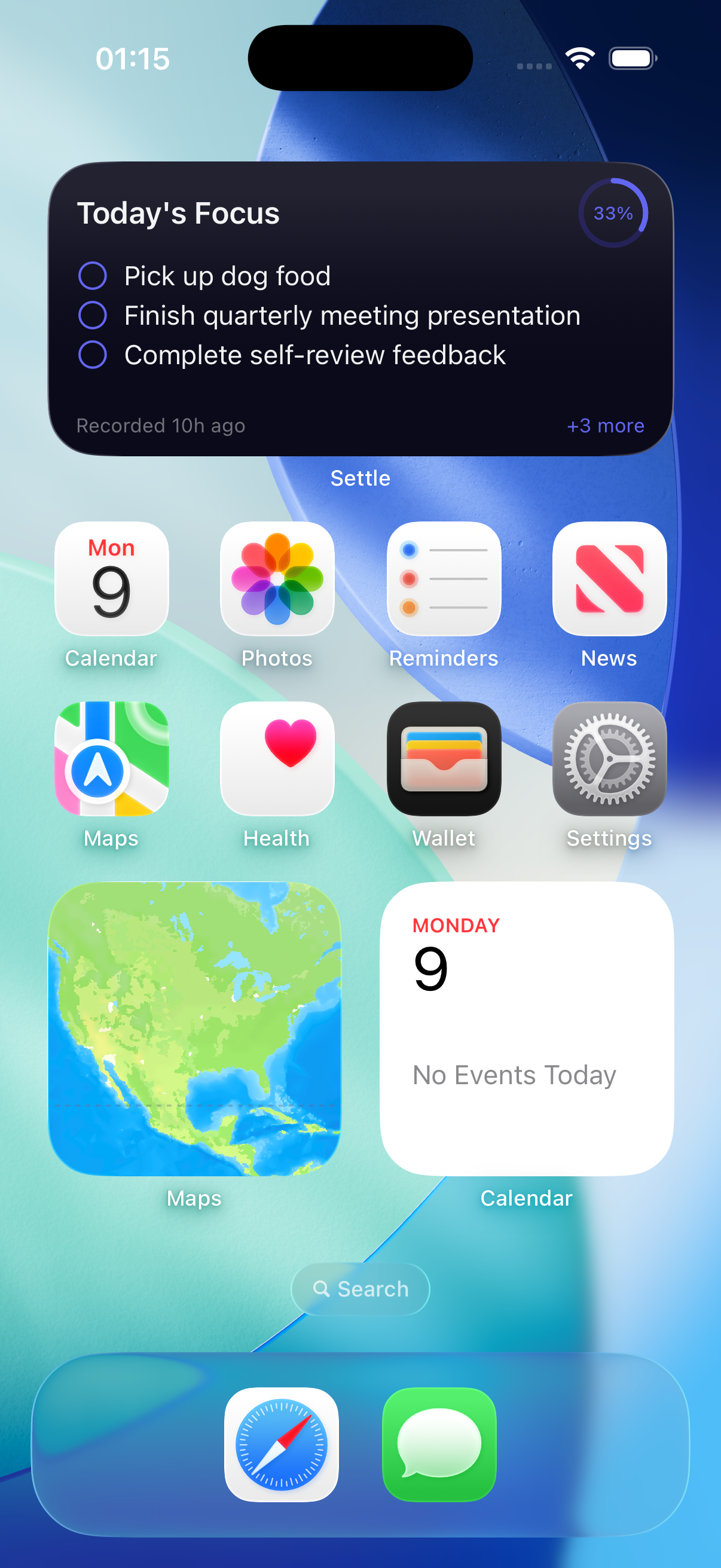Settle home screen widget — tasks always visible